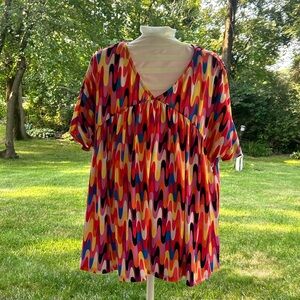 Hepatics by Hollywood-Colorful Wave Pattern Women's Blouse